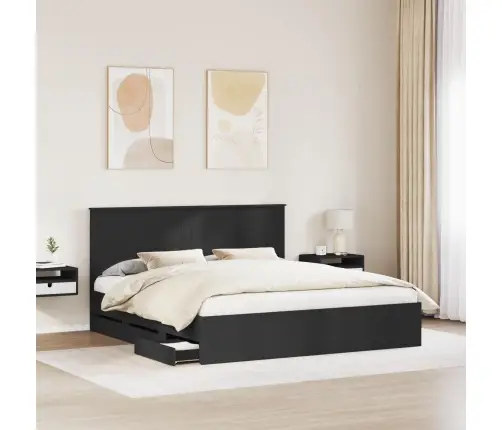 Gultas Rāmis Ar Atvilktni Melna 180 X 200 Cm Inženieru Koks Vidaxl