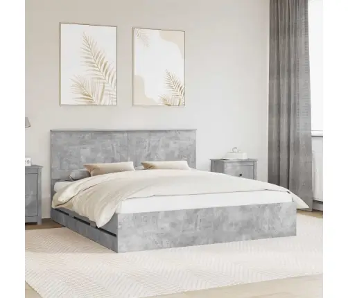 Gultas Rāmis Betona Pelēks 180 X 200 Cm Inženieru Koks Vidaxl