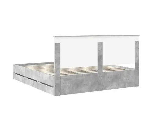 Gultas Rāmis Betona Pelēks 180 X 200 Cm Inženieru Koks Vidaxl