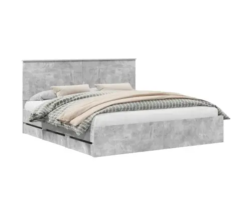 Gultas Rāmis Betona Pelēks 180 X 200 Cm Inženieru Koks Vidaxl