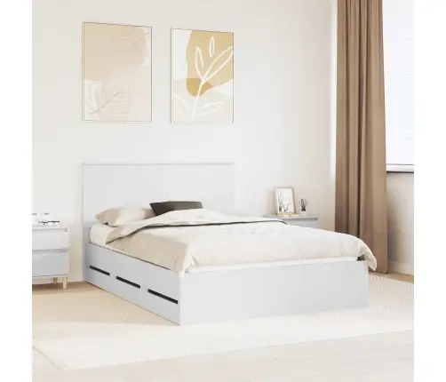 Gultas Rāmis Ar Atvilktni Balts 160 X 200 Cm Inženieru Koks Vidaxl