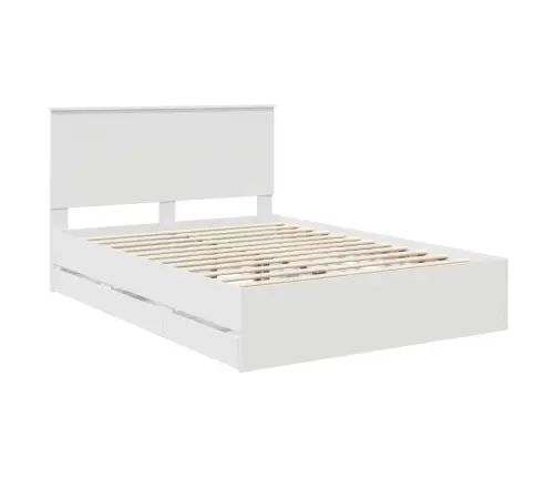 Gultas Rāmis Ar Atvilktni Balts 160 X 200 Cm Inženieru Koks Vidaxl