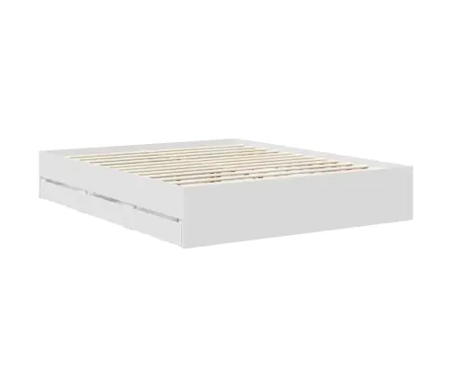 Gultas Rāmis Ar Atvilktni Balts 160 X 200 Cm Inženieru Koks Vidaxl
