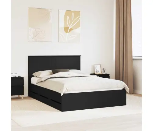 Gultas Rāmis Ar Atvilktni Melna 160 X 200 Cm Inženieru Koks Vidaxl
