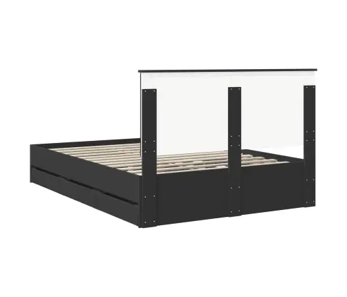 Gultas Rāmis Ar Atvilktni Melna 160 X 200 Cm Inženieru Koks Vidaxl