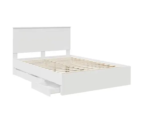 Gultas Rāmis Ar Atvilktni Balts 150 X 200 Cm Inženieru Koks Vidaxl