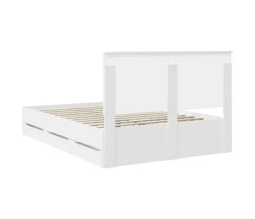 Gultas Rāmis Ar Atvilktni Balts 150 X 200 Cm Inženieru Koks Vidaxl
