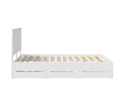 Gultas Rāmis Ar Atvilktni Balts 150 X 200 Cm Inženieru Koks Vidaxl