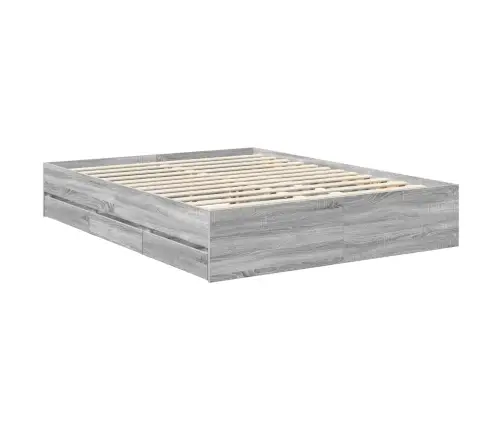 Gultas Rāmis Pelēks Sonoma 150 X 200 Cm Inženieru Koks Vidaxl