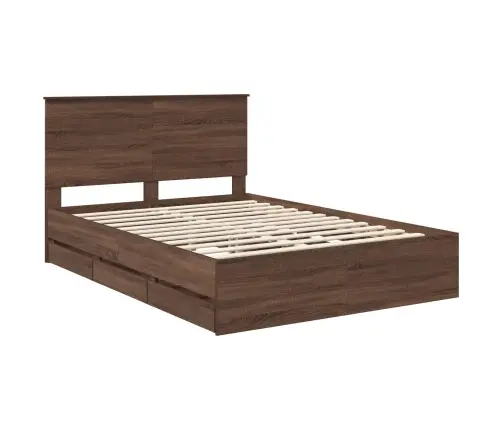 Voodi Raam Sahtliga Peaga Pruun Tamme 150 X 200 Cm Inseneripuit