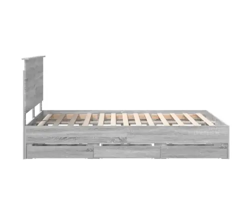 Gultas Rāmis Pelēks Sonoma 140 X 190 Cm Inženieru Koks Vidaxl