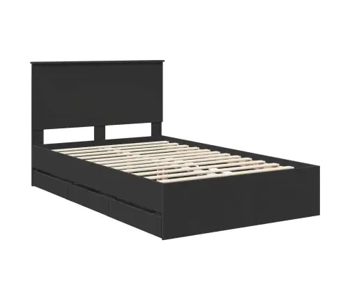 Gultas Rāmis Ar Atvilktni Melna 135 X 190 Cm Inženieru Koks Vidaxl