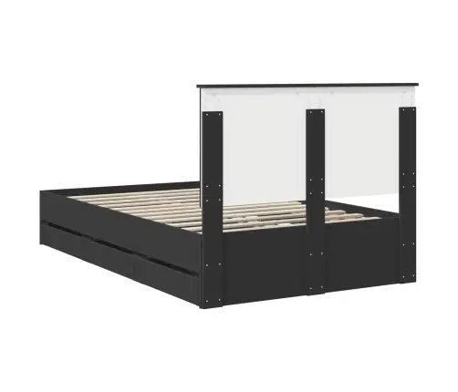 Gultas Rāmis Ar Atvilktni Melna 135 X 190 Cm Inženieru Koks Vidaxl