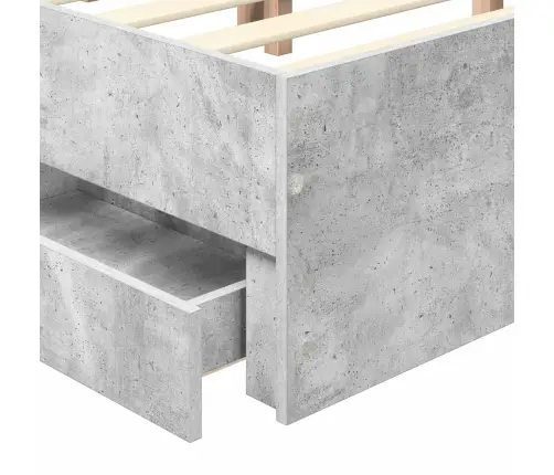 Gultas Rāmis Betona Pelēks 135 X 190 Cm Inženieru Koks Vidaxl