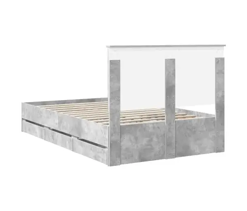 Gultas Rāmis Betona Pelēks 135 X 190 Cm Inženieru Koks Vidaxl