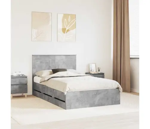 Gultas Rāmis Betona Pelēks 120 X 190 Cm Inženieru Koks Vidaxl