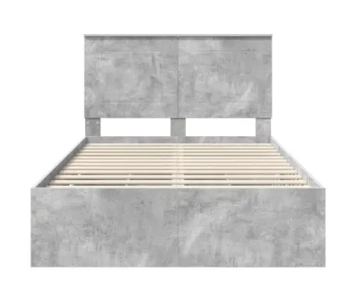 Gultas Rāmis Betona Pelēks 120 X 190 Cm Inženieru Koks Vidaxl