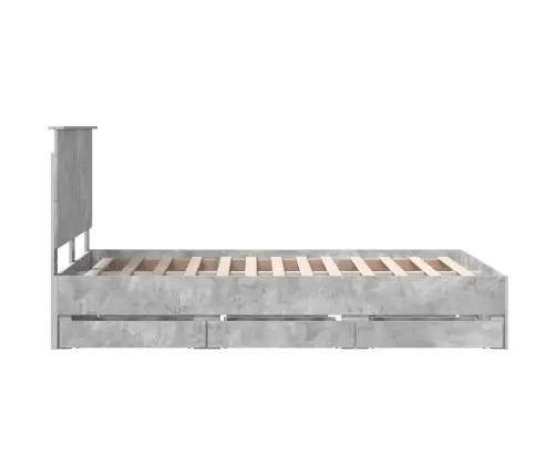 Gultas Rāmis Betona Pelēks 120 X 190 Cm Inženieru Koks Vidaxl