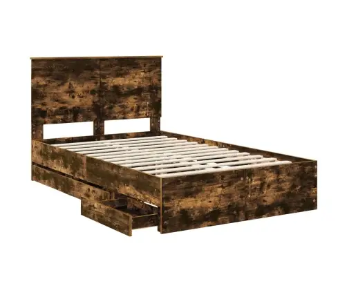 Voodi Raam Sahtliga Suitsetatud Tamm 120 X 190 Cm Inseneripuit