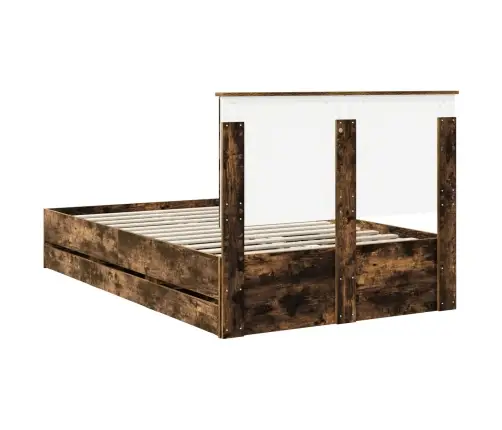 Voodi Raam Sahtliga Suitsetatud Tamm 120 X 190 Cm Inseneripuit