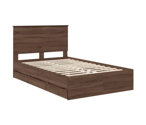 Gultas Rāmis Brūns Ozols 120 X 190 Cm Inženieru Koks Vidaxl