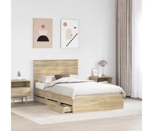 Voodi Raam Sahtliga Peaga Sonoma Tamm 120 X 200 Cm Inseneripuit