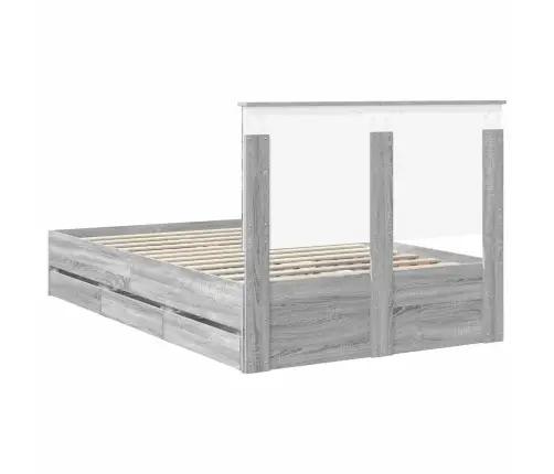 Gultas Rāmis Pelēks Sonoma 120 X 200 Cm Inženieru Koks Vidaxl