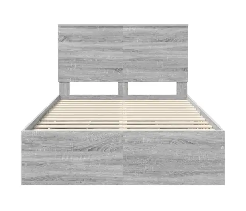 Gultas Rāmis Pelēks Sonoma 120 X 200 Cm Inženieru Koks Vidaxl