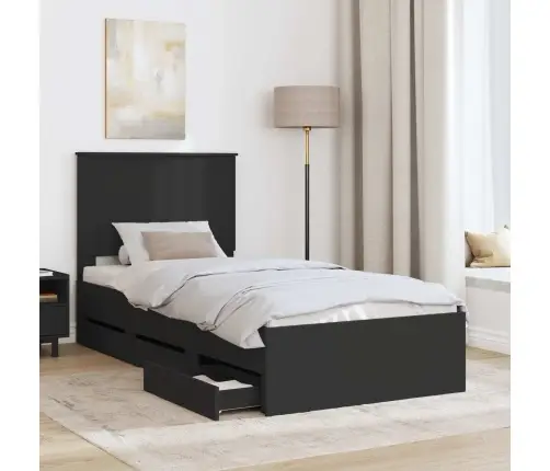 Gultas Rāmis Ar Atvilktni Melna 100 X 200 Cm Inženieru Koks Vidaxl