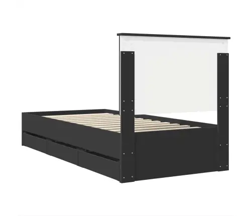 Gultas Rāmis Ar Atvilktni Melna 100 X 200 Cm Inženieru Koks Vidaxl