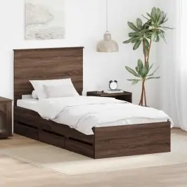 Gultas Rāmis Brūns Ozols 100 X 200 Cm Inženieru Koks Vidaxl