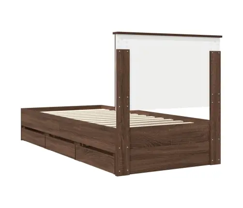 Gultas Rāmis Brūns Ozols 100 X 200 Cm Inženieru Koks Vidaxl