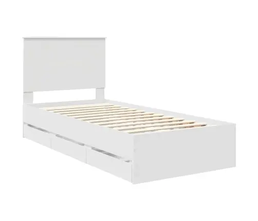 Gultas Rāmis Ar Atvilktni Balts 90 X 190 Cm Inženieru Koks Vidaxl