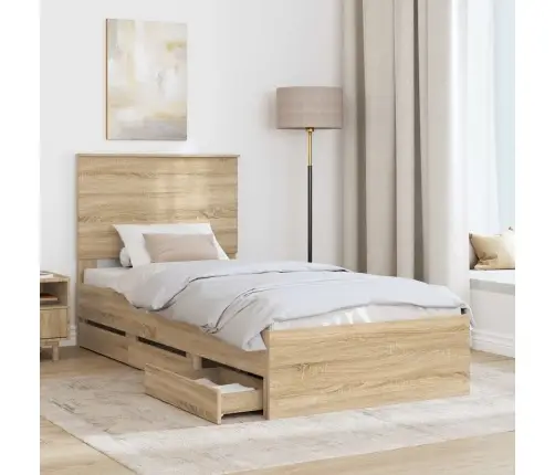 Gultas Rāmis Sonoma Ozols 90 X 190 Cm Inženieru Koks Vidaxl