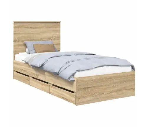 Gultas Rāmis Sonoma Ozols 90 X 190 Cm Inženieru Koks Vidaxl