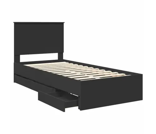 Gultas Rāmis Ar Atvilktni Melna 90 X 200 Cm Inženieru Koks Vidaxl