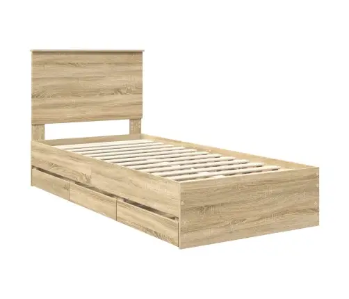 Gultas Rāmis Sonoma Ozols 90 X 200 Cm Inženieru Koks Vidaxl