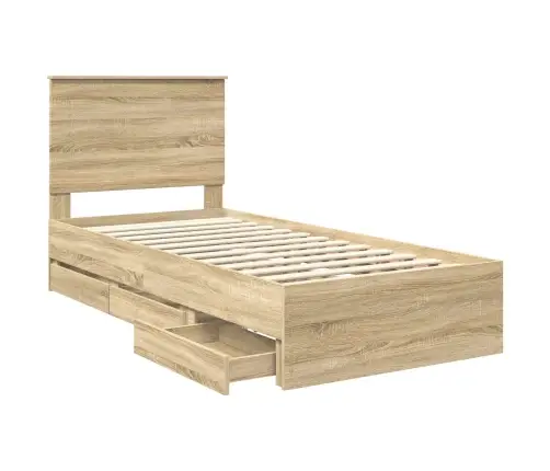 Gultas Rāmis Sonoma Ozols 90 X 200 Cm Inženieru Koks Vidaxl