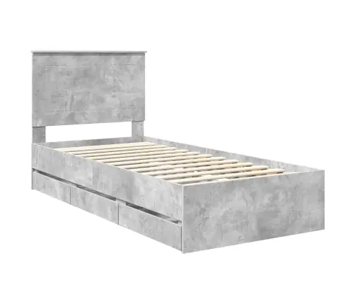 Gultas Rāmis Betona Pelēks 90 X 200 Cm Inženieru Koks Vidaxl