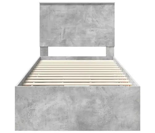 Gultas Rāmis Betona Pelēks 90 X 200 Cm Inženieru Koks Vidaxl