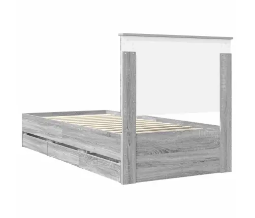 Gultas Rāmis Pelēks Sonoma 90 X 200 Cm Inženieru Koks Vidaxl