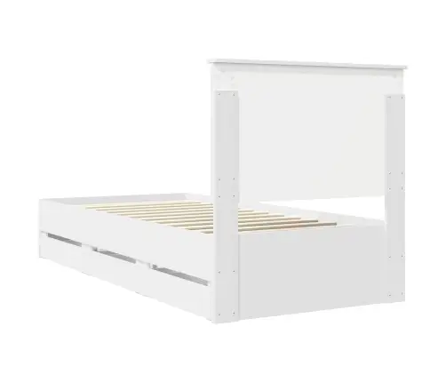 Gultas Rāmis Ar Atvilktni Balts 75 X 190 Cm Inženieru Koks Vidaxl