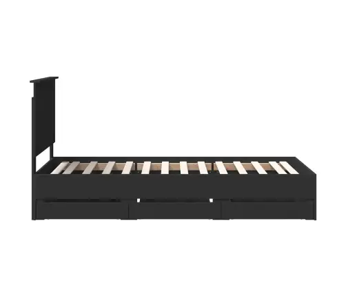 Gultas Rāmis Ar Atvilktni Melna 75 X 190 Cm Inženieru Koks Vidaxl