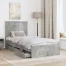 Gultas Rāmis Betona Pelēks 75 X 190 Cm Inženieru Koks Vidaxl