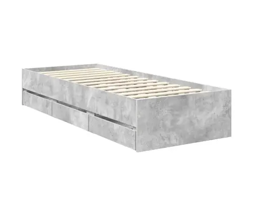 Gultas Rāmis Betona Pelēks 75 X 190 Cm Inženieru Koks Vidaxl
