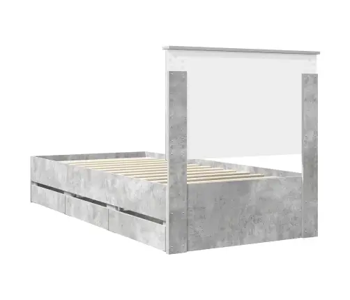 Gultas Rāmis Betona Pelēks 75 X 190 Cm Inženieru Koks Vidaxl