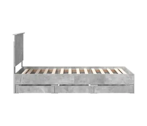 Gultas Rāmis Betona Pelēks 75 X 190 Cm Inženieru Koks Vidaxl