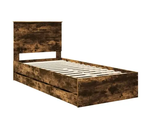 Voodi Raam Sahtliga Suitsetatud Tamm 75 X 190 Cm Inseneripuit