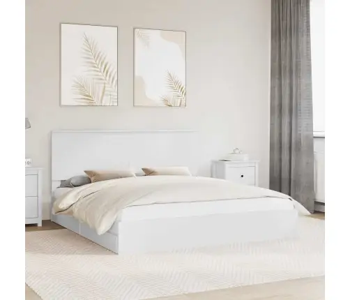 Gultas Rāmis Ar Atvilktni Balts 200 X 200 Cm Inženierijas Koks Vidaxl