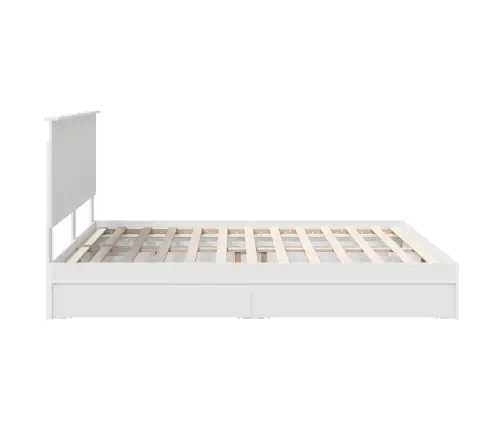 Gultas Rāmis Ar Atvilktni Balts 200 X 200 Cm Inženierijas Koks Vidaxl